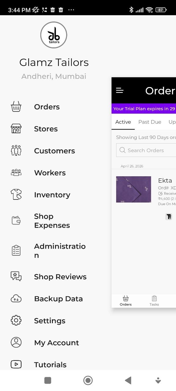 Hamburger menu