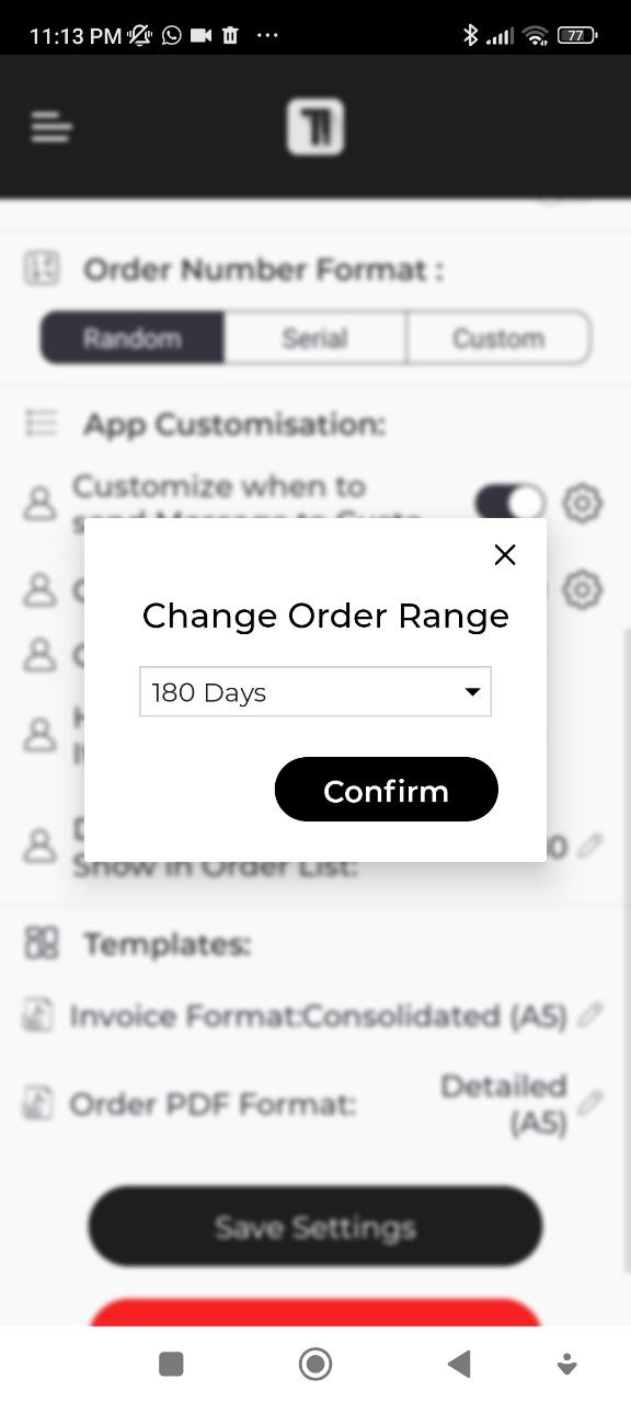 Customize no of days