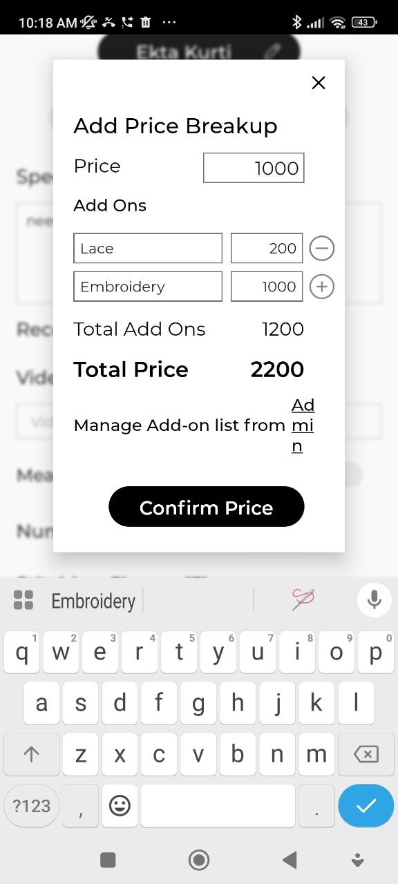 Price breakup