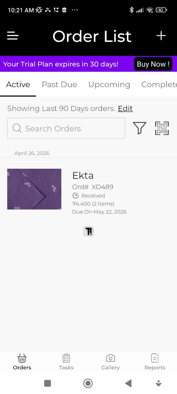 Order appears in Order List