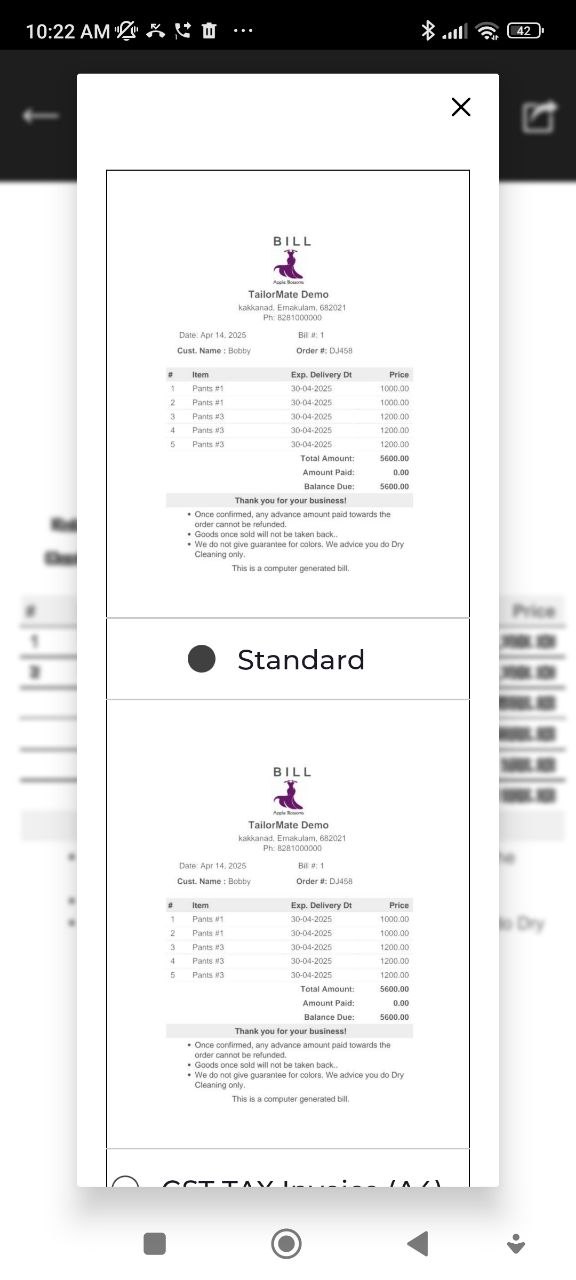 Bill share options