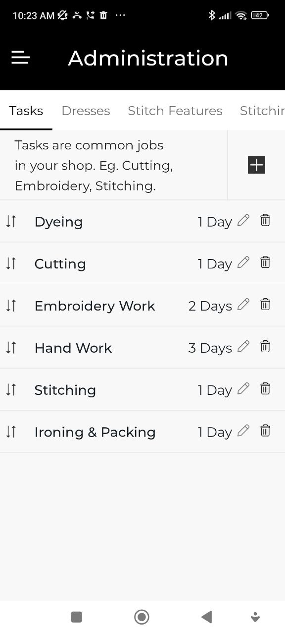 Tasks configuration
