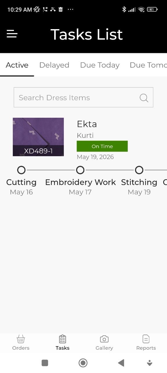 Tasks tab