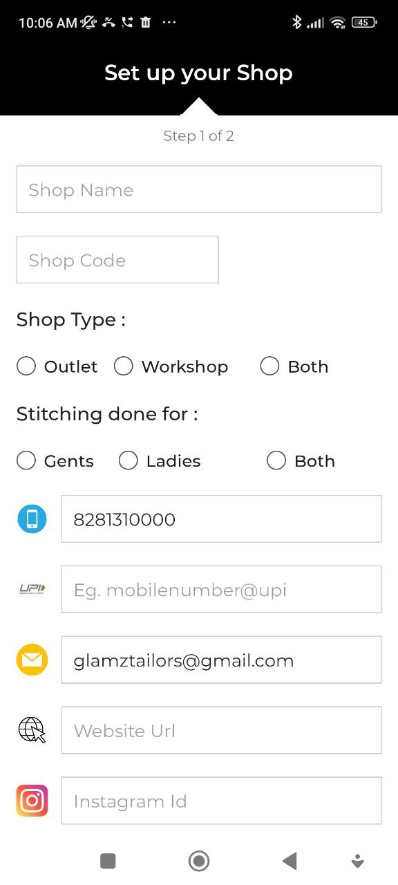 Shop setup step 1